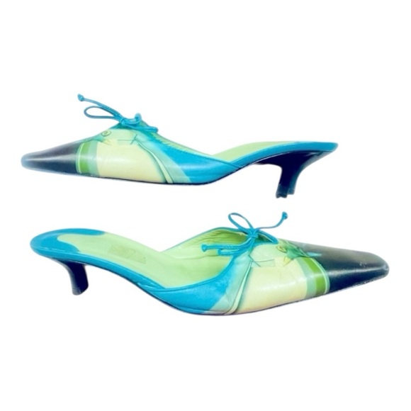 Icon Wearable Art Teal Green Mules Slides Shoes 8.5 - Picture 3 of 14